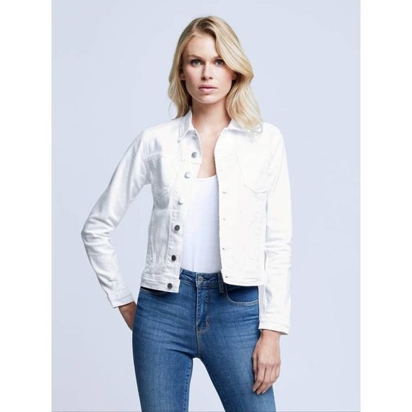 Northcrest Jackets & Blazers - North Crest Women's White Denim Jacket Silver Button Front Size Small